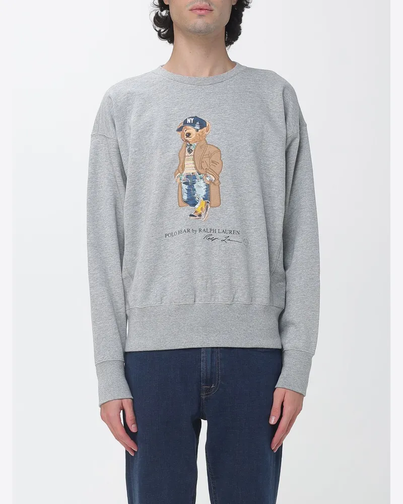 Ralph Lauren Locker geschnittenes Sweatshirt aus Baumwollmischung mit Teddy-Print Grau