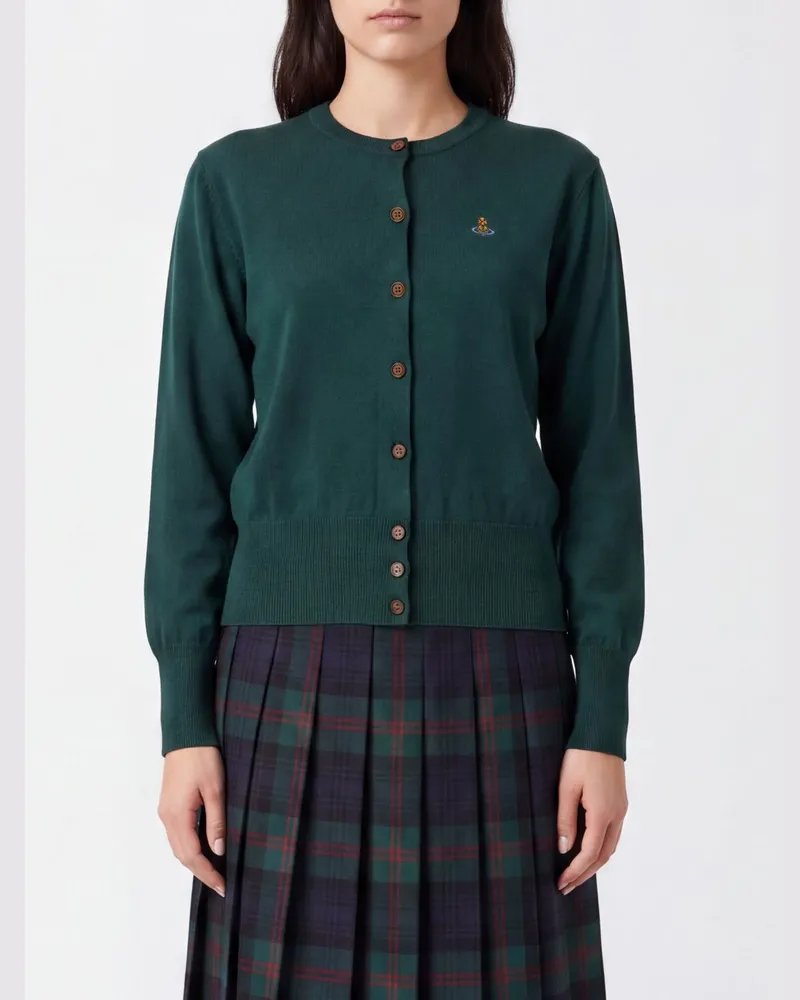 Vivienne Westwood Slim Fit Cardigan aus Baumwolle und Kaschmir mit Orb-Logo Grün
