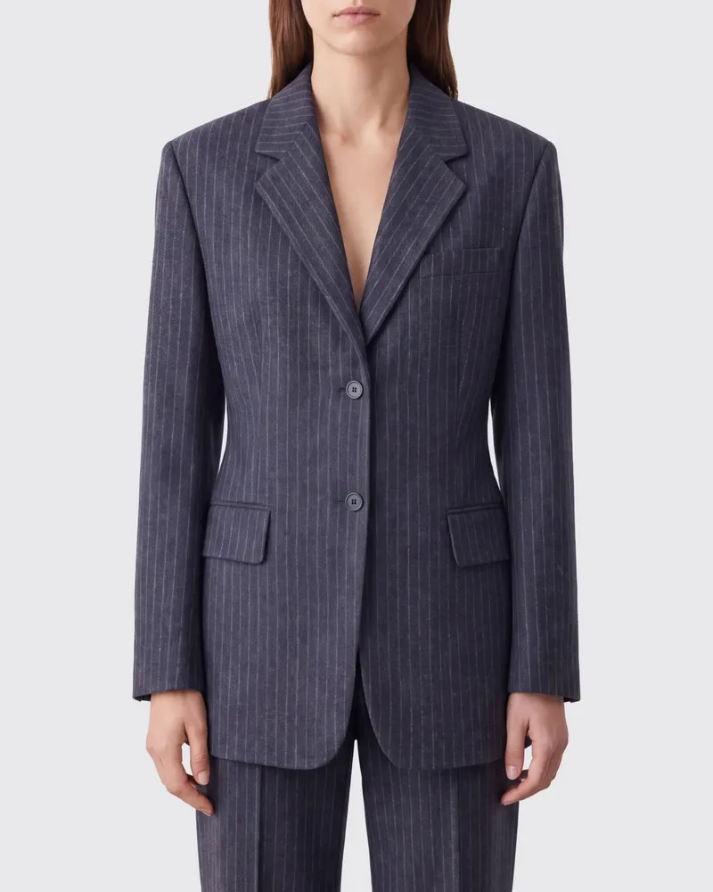 Filippa K Einreihiger Nadelstreifen-Blazer in Slim Fit aus Wollmischung Grau