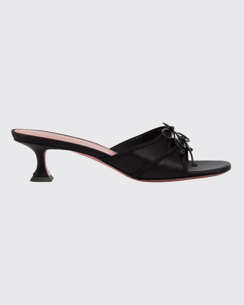 Amina Muaddi Eleonora Mules aus Satin mit Animal-Print Schwarz