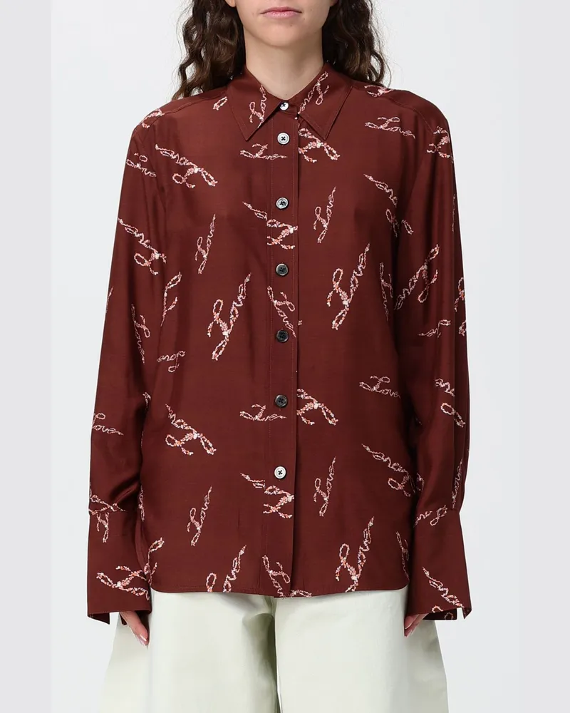 Paul Smith Relaxed-Fit Hemd aus Seidenmischung mit Slogan-Print Rostbraun