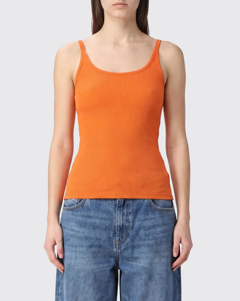 MSGM Slim-Fit-Top von aus Viskose mit dünnen Trägern und Rundhalsausschnitt Orange