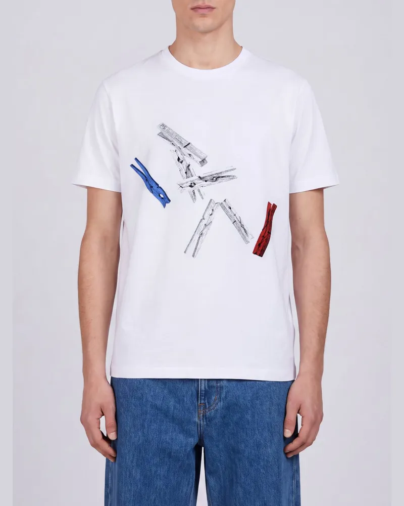Paul Smith Baumwoll-T-Shirt mit Rundhalsausschnitt und grafischem Logo-Print Weiß