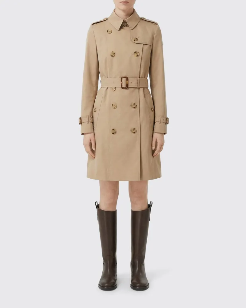 Burberry Zweireihiger Baumwoll-Trenchcoat Honey