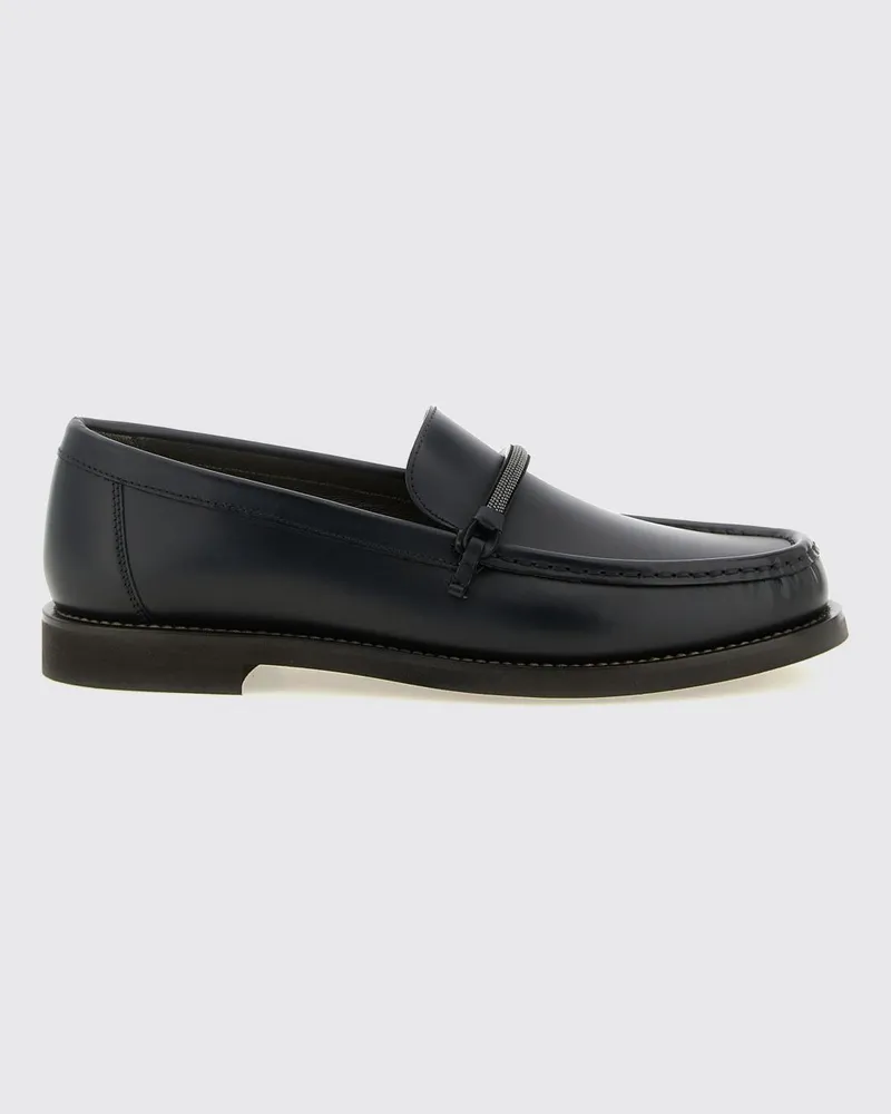 Brunello Cucinelli Pennyloafer aus Kalbsleder mit Monili-Verzierung Grau