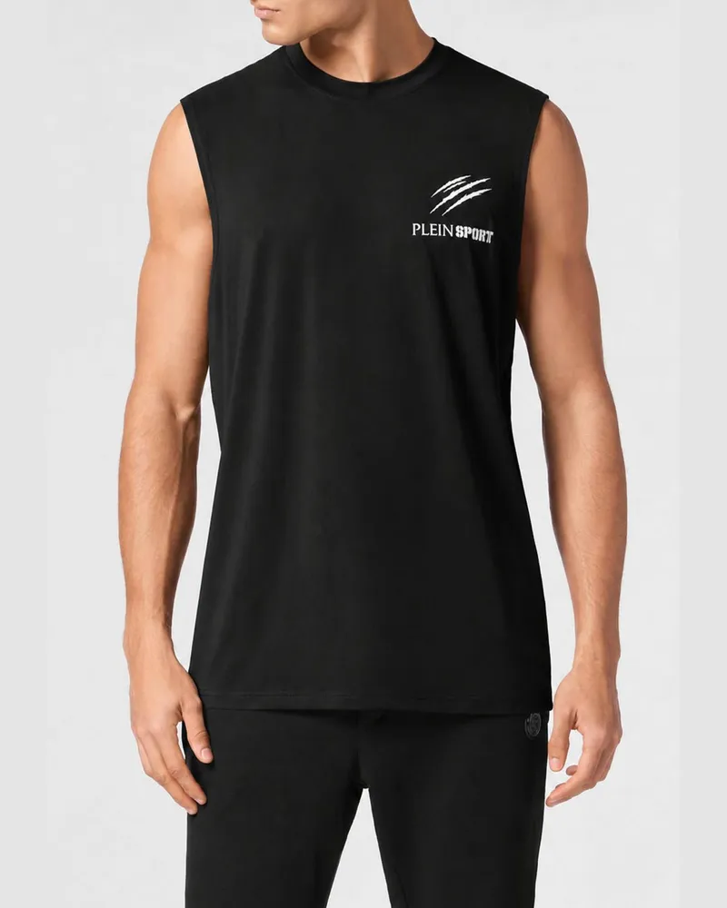 Philipp Plein Sport-Tanktop aus Baumwolle mit Kontrastlogo Schwarz