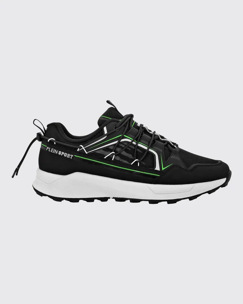 Philipp Plein Gestreifte Low-Top-Sneakers aus Mesh mit Kordelzug und Logo Schwarz