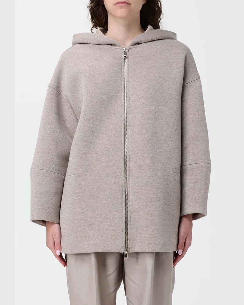 Max Mara Hoodie aus Schurwollmischung Beige