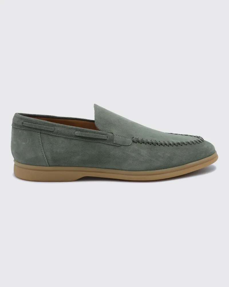 Eleventy Veloursleder-Loafer mit erhabener Mokassinnaht Military