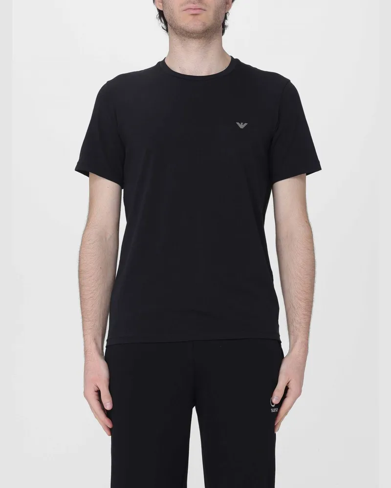 Emporio Armani 2er-Set T-Shirts aus Baumwoll-Jersey Schwarz
