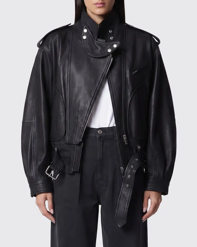 Isabel Marant Farza Bikerjacke aus Lammleder von mit lockerer Passform Schwarz