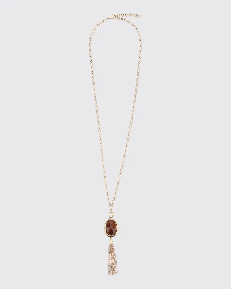 Twin-Set Verstellbare Metall-Charm-Halskette mit Metallnetz-Quasten Kupferrot