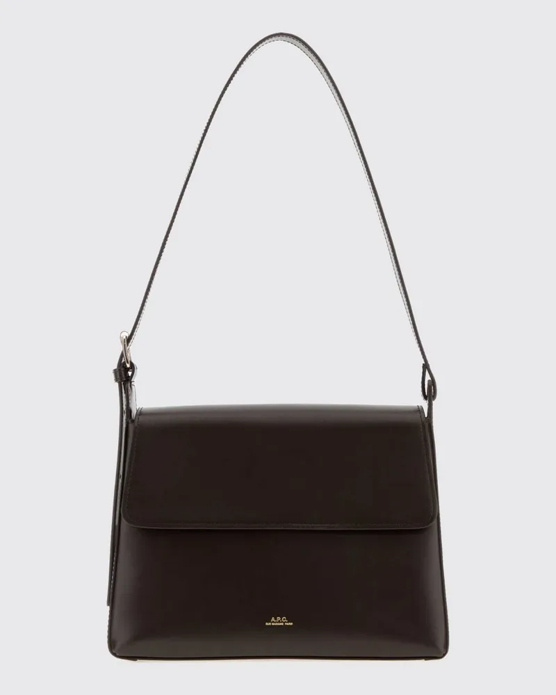 A.P.C. Virginie Schultertasche aus Glattleder mit ausgestellter Form und Magnetklappe Burnt