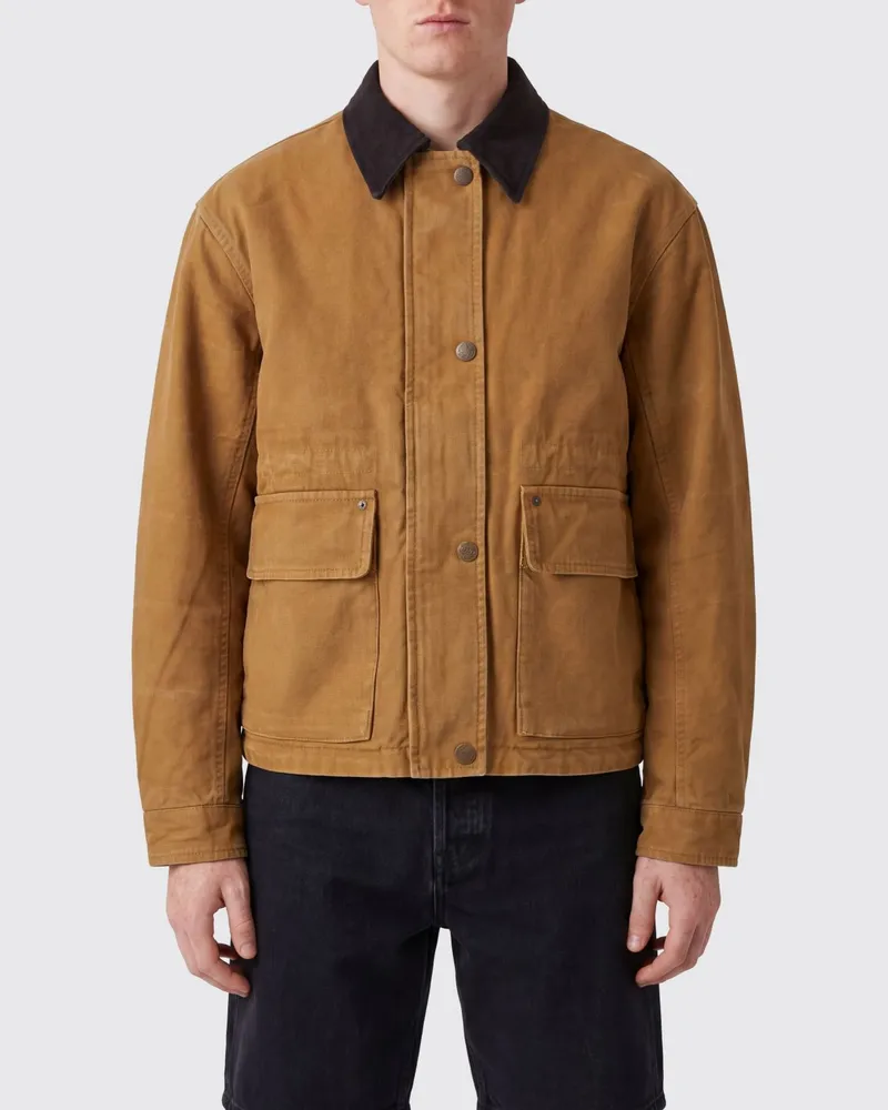 Acne Studios Hemdjacke von aus Bio-Baumwolle mit Samtkragen Braun