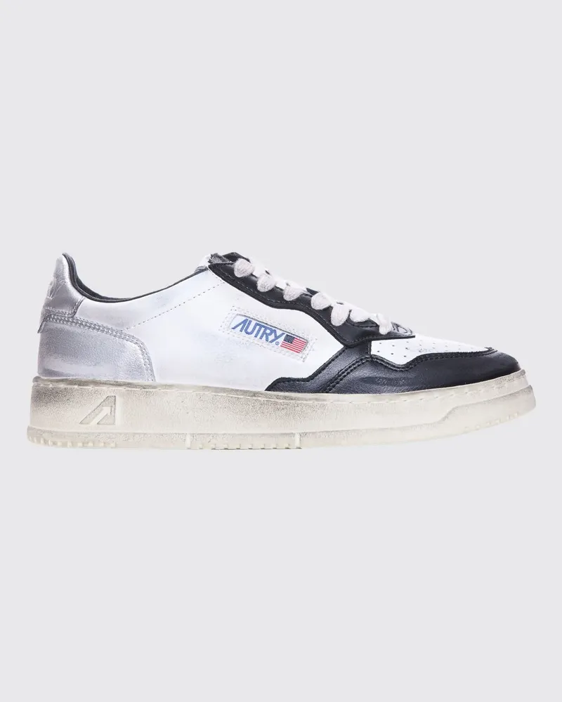 AUTRY Medalist Low Super Vintage Sneakers aus Kalbsleder mit Used-Effekt Bianco