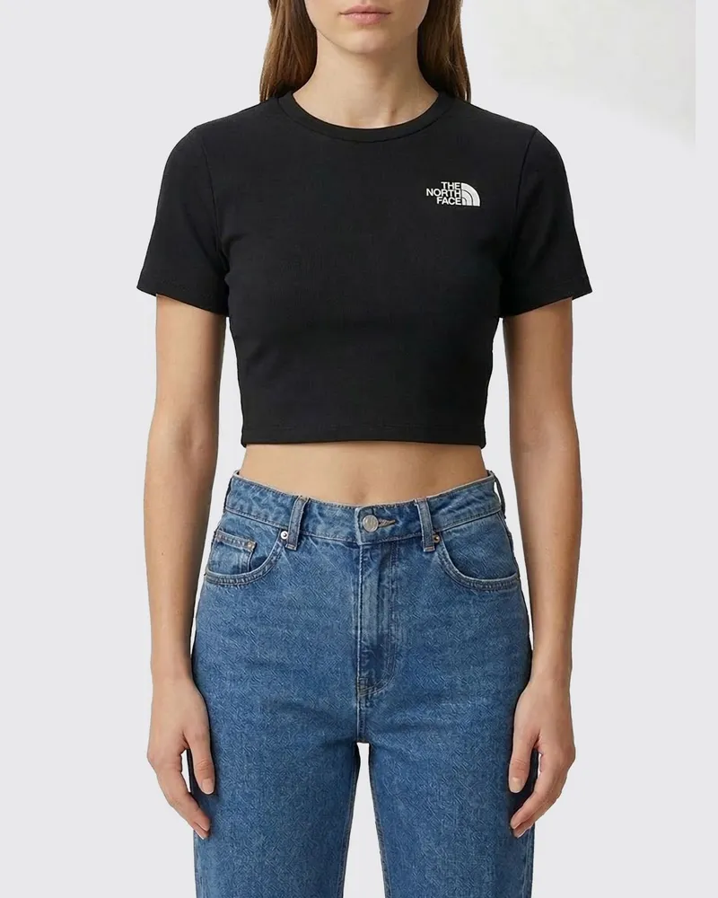 The North Face Cropped Fit Stretch-Baumwoll-T-Shirt Schwarz
