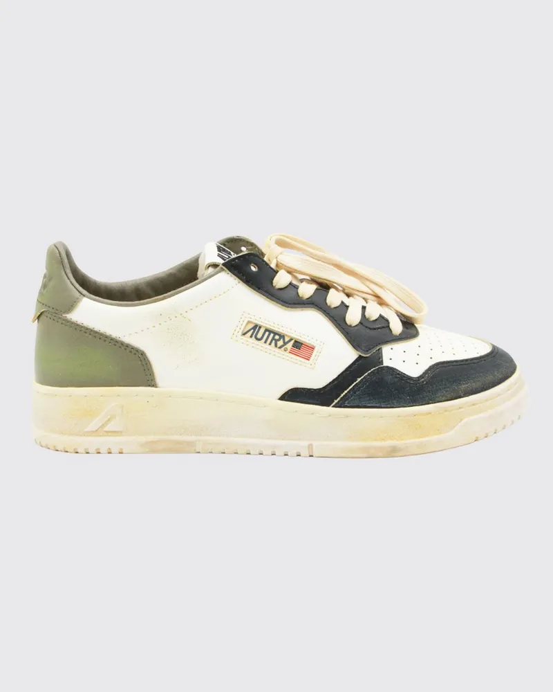 AUTRY Medalist Low Super Vintage Sneakers aus Kalbsleder mit Used-Effekt Weiß