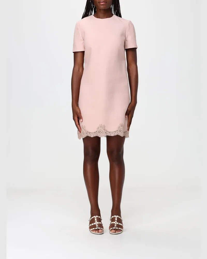 Valentino Garavani Mini-Etuikleid aus Wolle und Seide mit Spitzeneinsätzen Pink