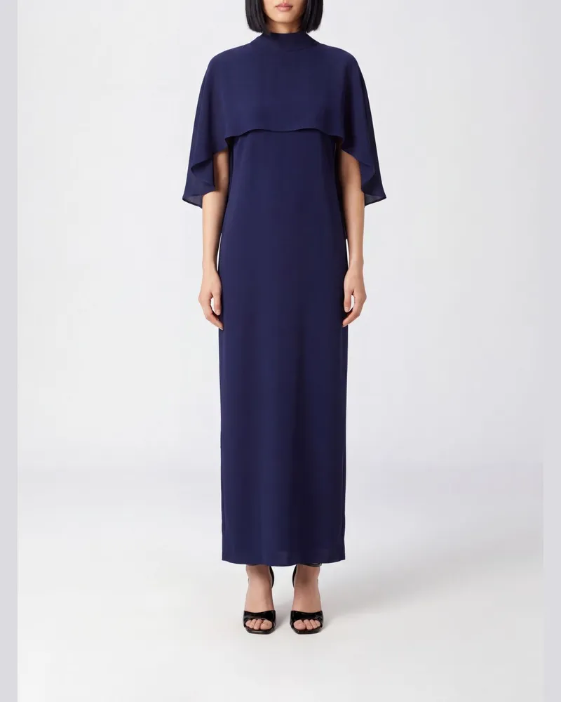 Alberta Ferretti Ärmelloses langes Abendkleid aus Crêpe in Etui-Form Blau