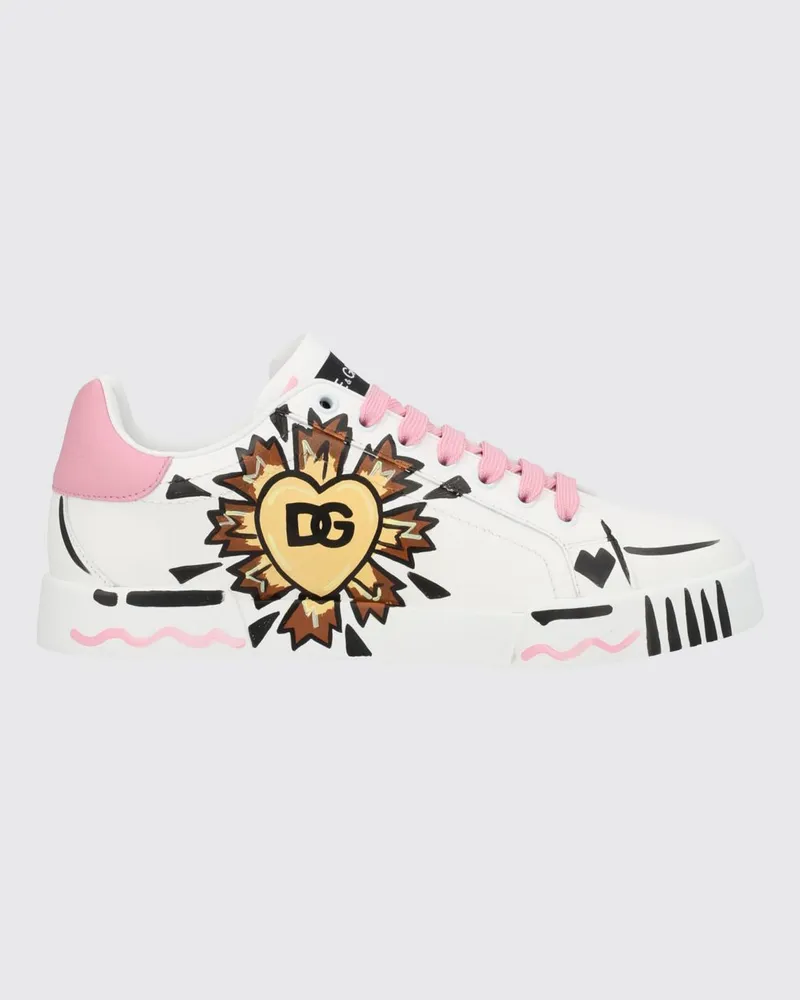 Dolce & Gabbana DOLCE  GABBANA Portofino Light Strobel Sneaker aus handbemaltem Leder Dolce & Gabbana Pink