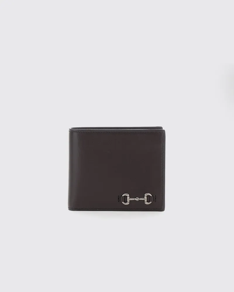 Gucci Horsebit-Brieftasche aus glattem Kalbsleder mit Geldscheinfach Braun