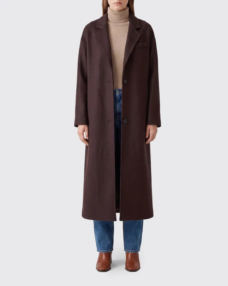 Victoria Beckham Langer einreihiger Mantel aus Schurwollmischung Red