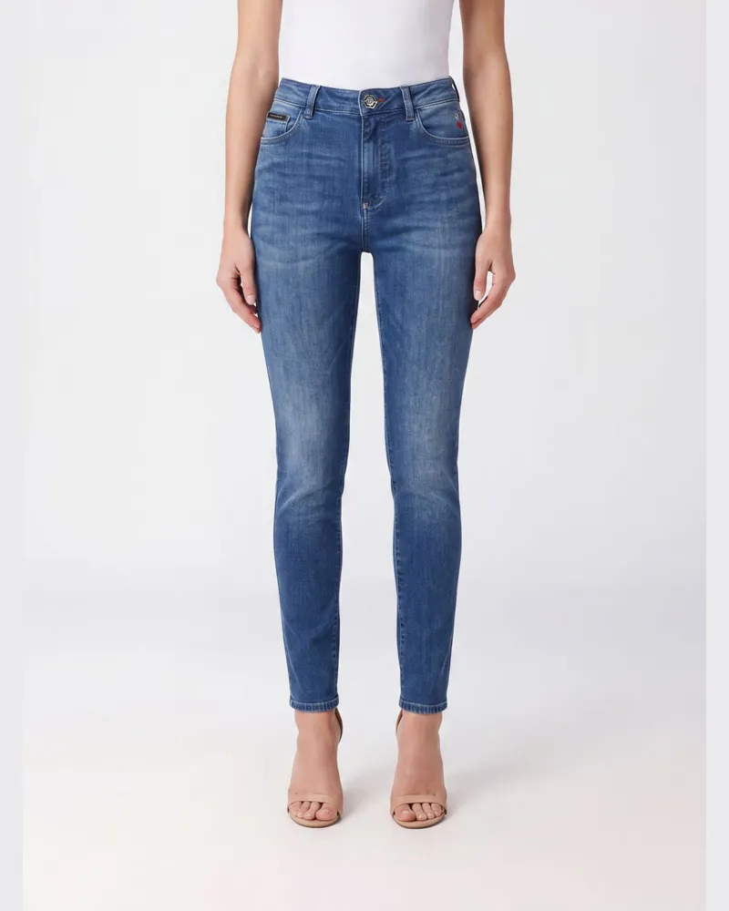 Philipp Plein Hoch taillierte Skinny-Jeans aus Fünf-Taschen-Stretch-Denim Denim
