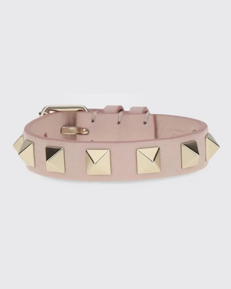 Valentino Garavani Rockstud Armband aus genarbtem Kalbsleder Pink