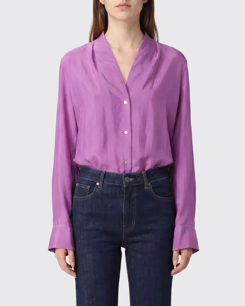 forte_forte Elegantes Seidenhemd Violett