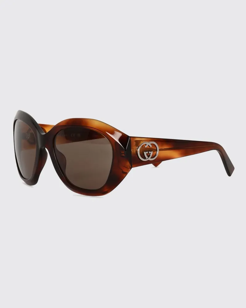 Gucci Cat-Eye-Sonnenbrille aus Acetat mit GG-Monogramm Braun