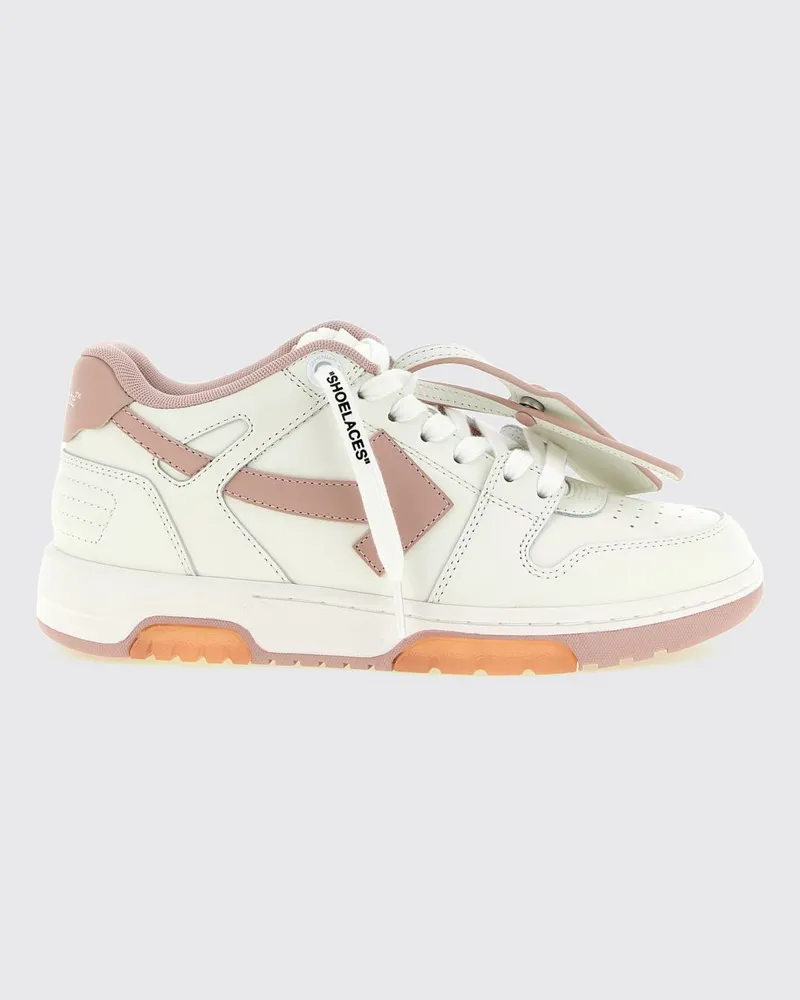 OFF-WHITE Out Of Office Low-Top-Sneakers aus Leder mit perforierter Spitze Pink