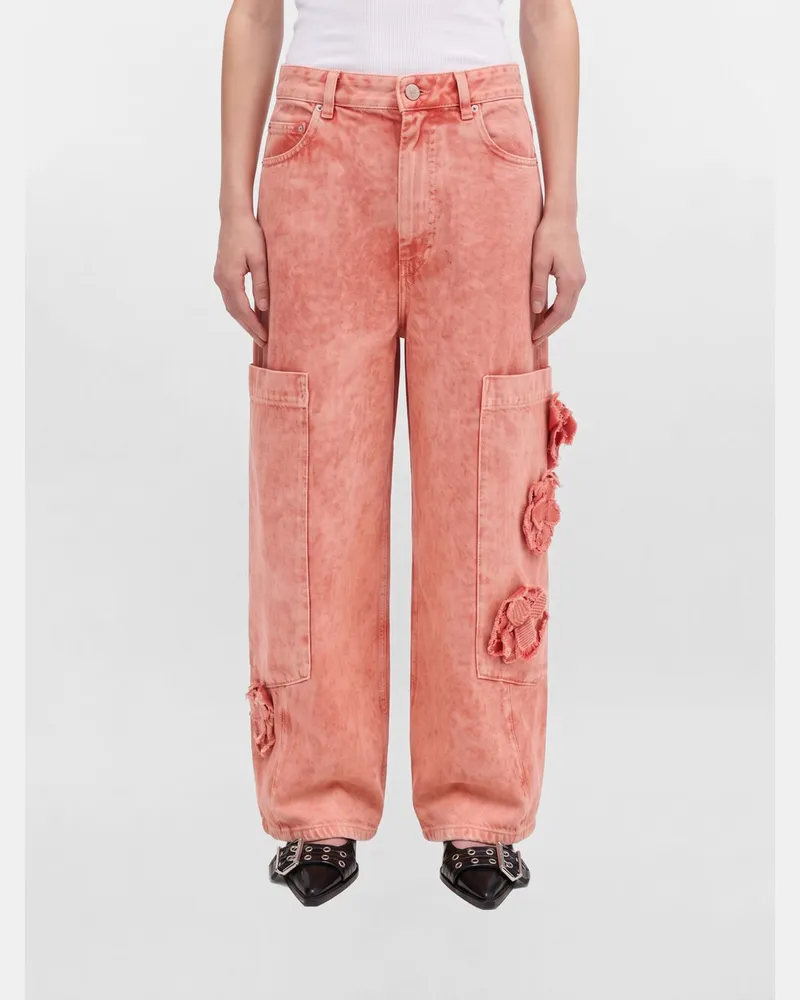 Ganni Cargo-Jeans aus Bio-Denim Pink