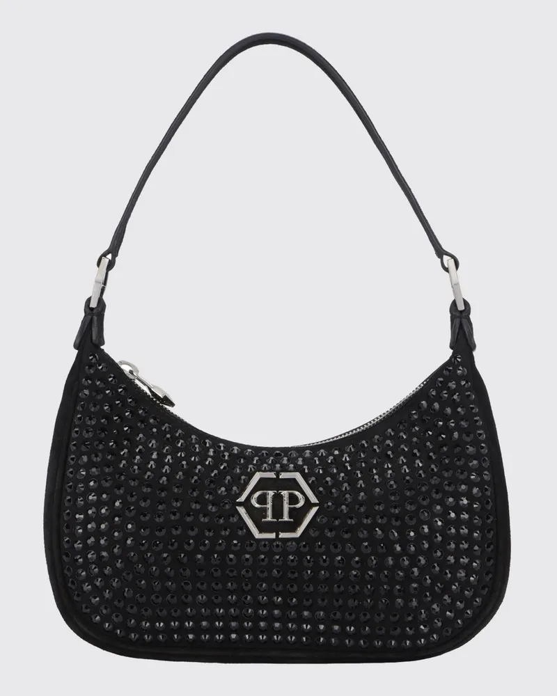 Philipp Plein Tasche aus Wildleder mit Strasssteinen Schwarz
