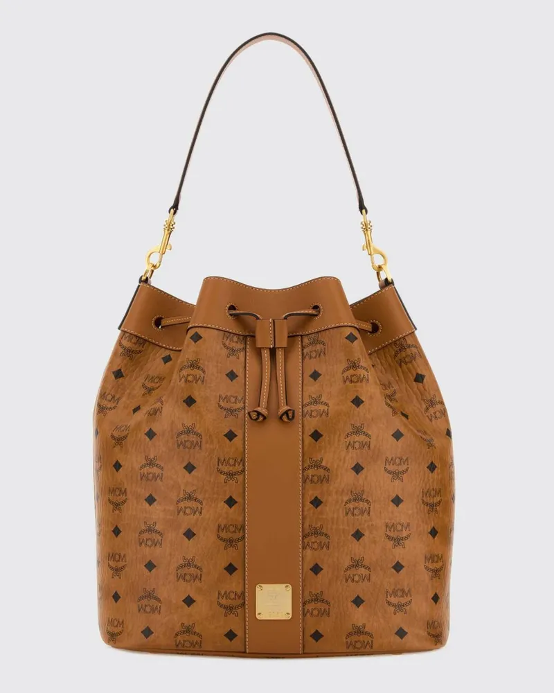 MCM Dessau-Beuteltasche Aus Beschichteter Baumwolle Mit Allover-Logo Braun