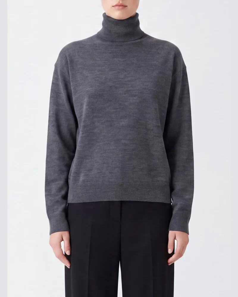 Semicouture Rollkragenpullover aus reiner Schurwolle mit überschnittenen Schultern Grau
