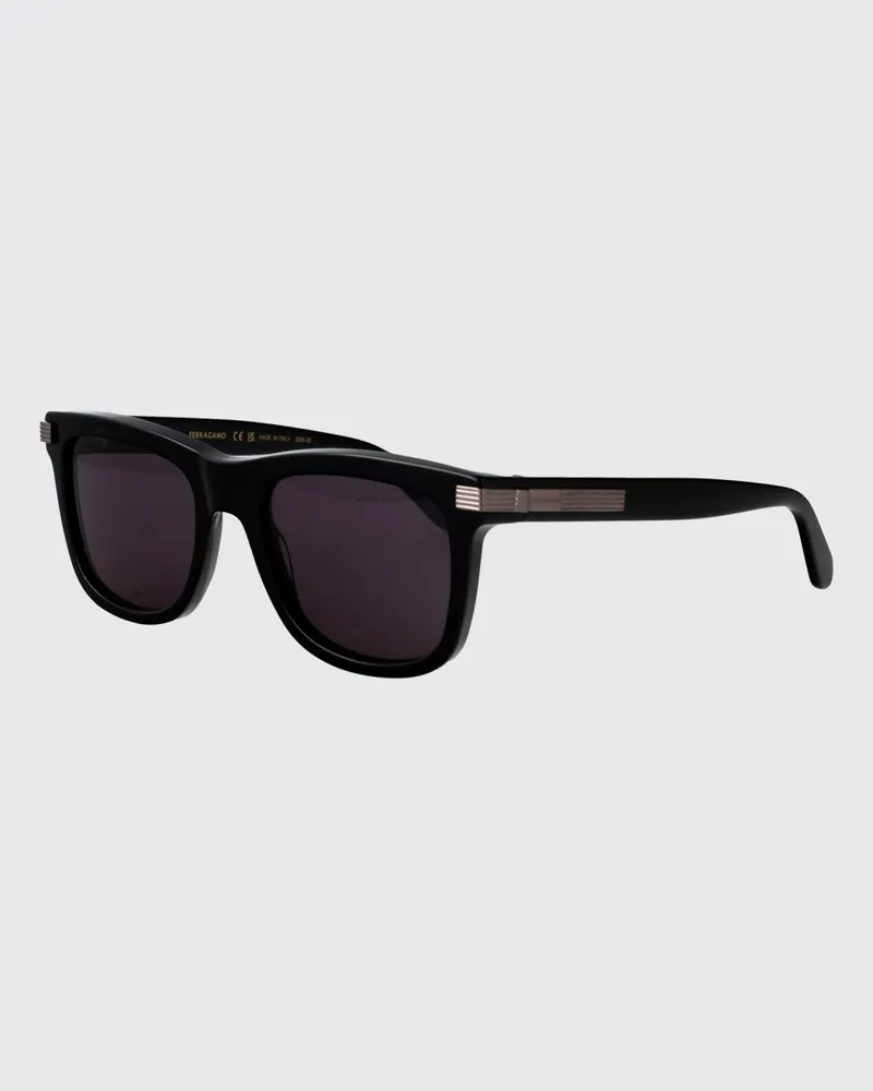 Ferragamo Rechteckige Aviator-Sonnenbrille aus Acetat mit Logo-Schriftzug Schwarz