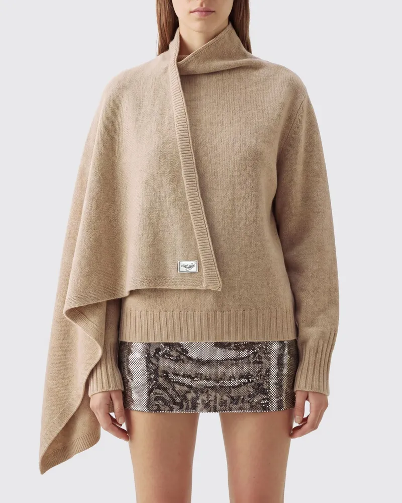 ATTICO Rollkragenpullover aus Schurwolle mit überschnittenen Schultern Beige