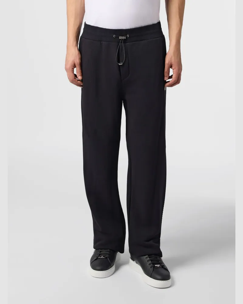 Philipp Plein Weit geschnittene Jersey-Jogginghose von mit Hexagon-Logo Schwarz