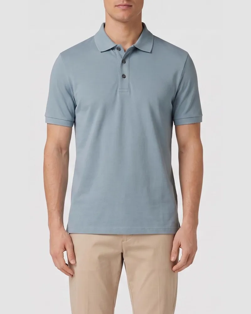 HUGO BOSS Baumwoll-Polohemd Blau