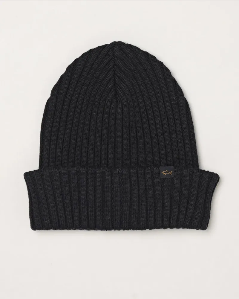 Paul & Shark PAUL  SHARK Einfarbige Beanie-Mütze von Paul & Shark aus reiner Wolle Blau