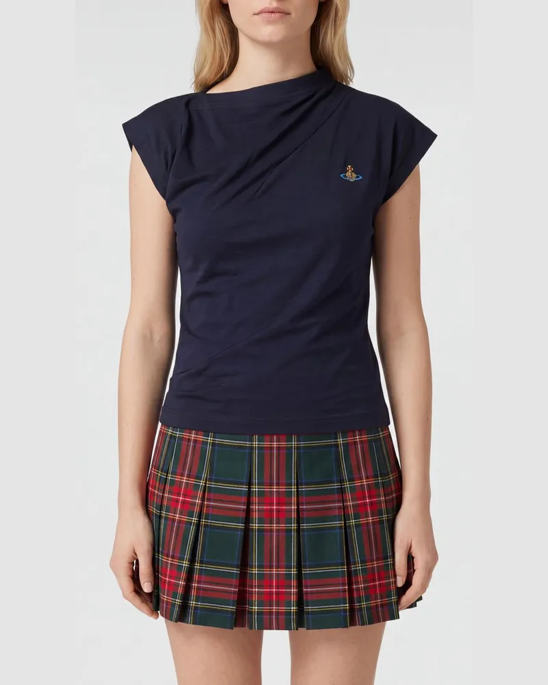 Vivienne Westwood Hebo One-Shoulder-Top aus Baumwolle mit gesticktem Orb-Logo Navy