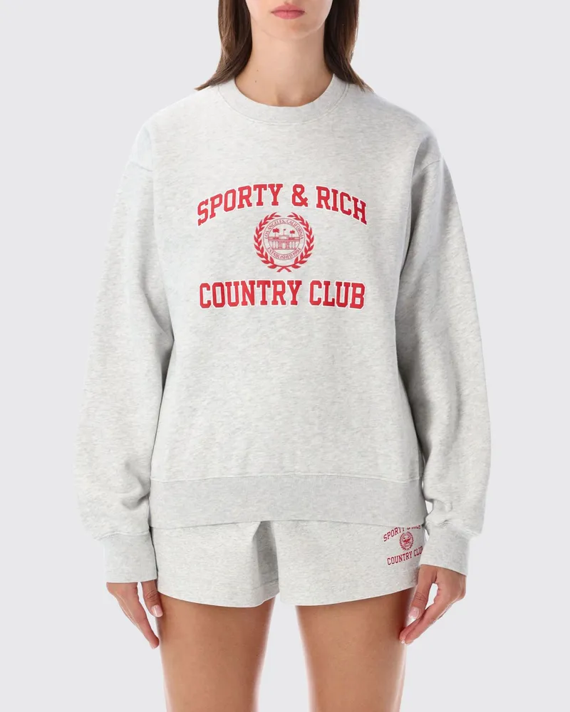 SPORTY & RICH SPORTY  RICH Rundhals-Sweatshirt aus Baumwoll-Jersey von Sporty & Rich mit Kontrastlogo Grau