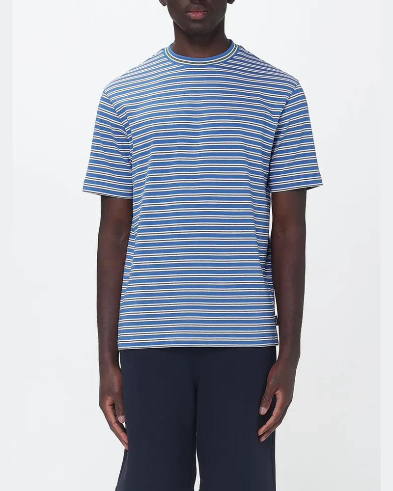 Paul Smith Gestreiftes Bio-Baumwoll-T-Shirt Hellblau