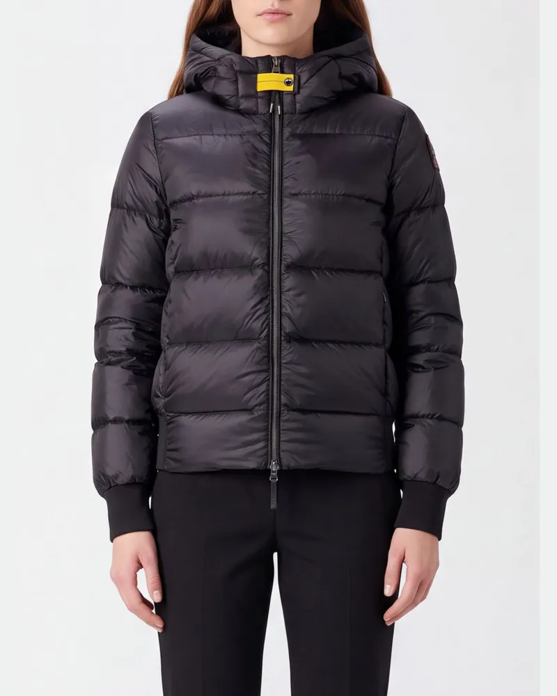 Parajumpers Kurze gesteppte Daunenjacke aus Nylon mit Kapuze Schwarz