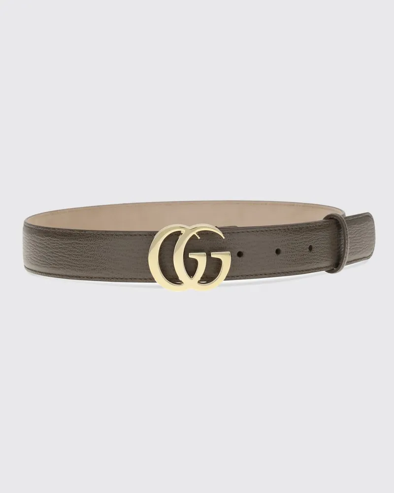 Gucci Ledergürtel mit Schmuckschnalle aus Messing und Zirkonia Braun