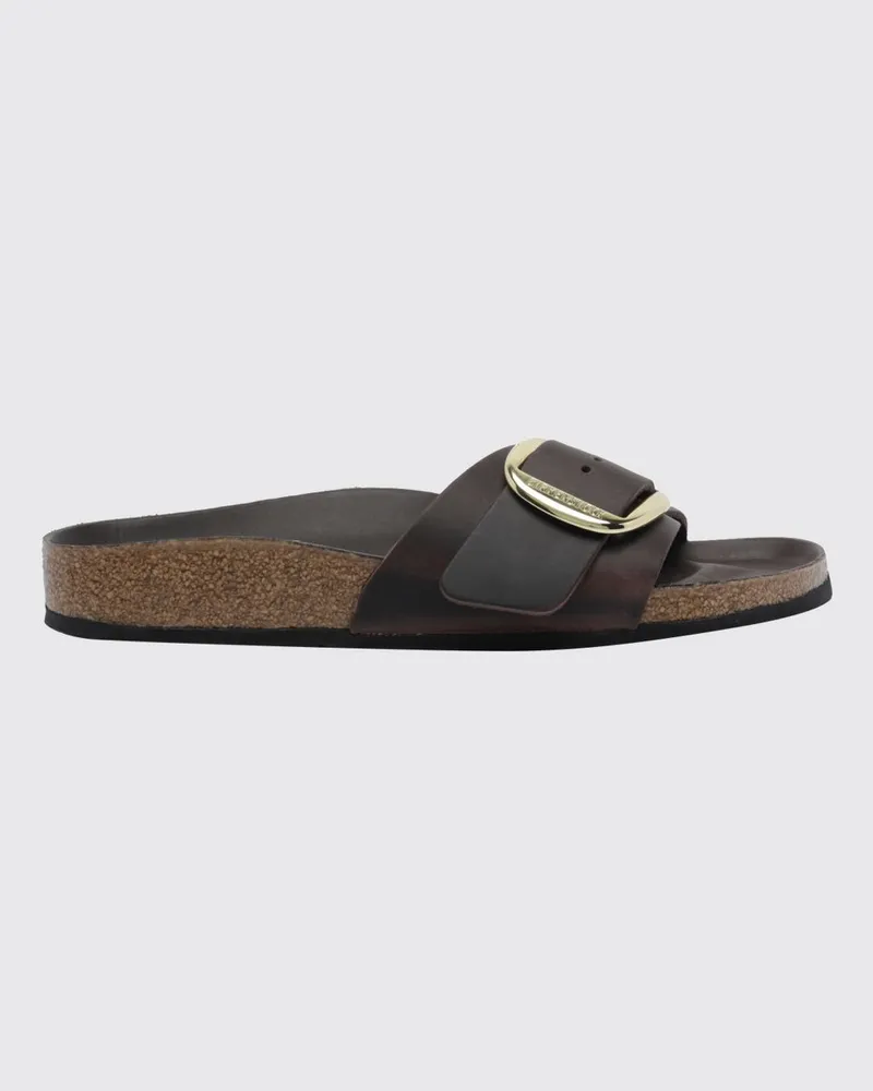 Birkenstock Madrid Big Buckle Flache Sandalen aus geöltem Leder Braun