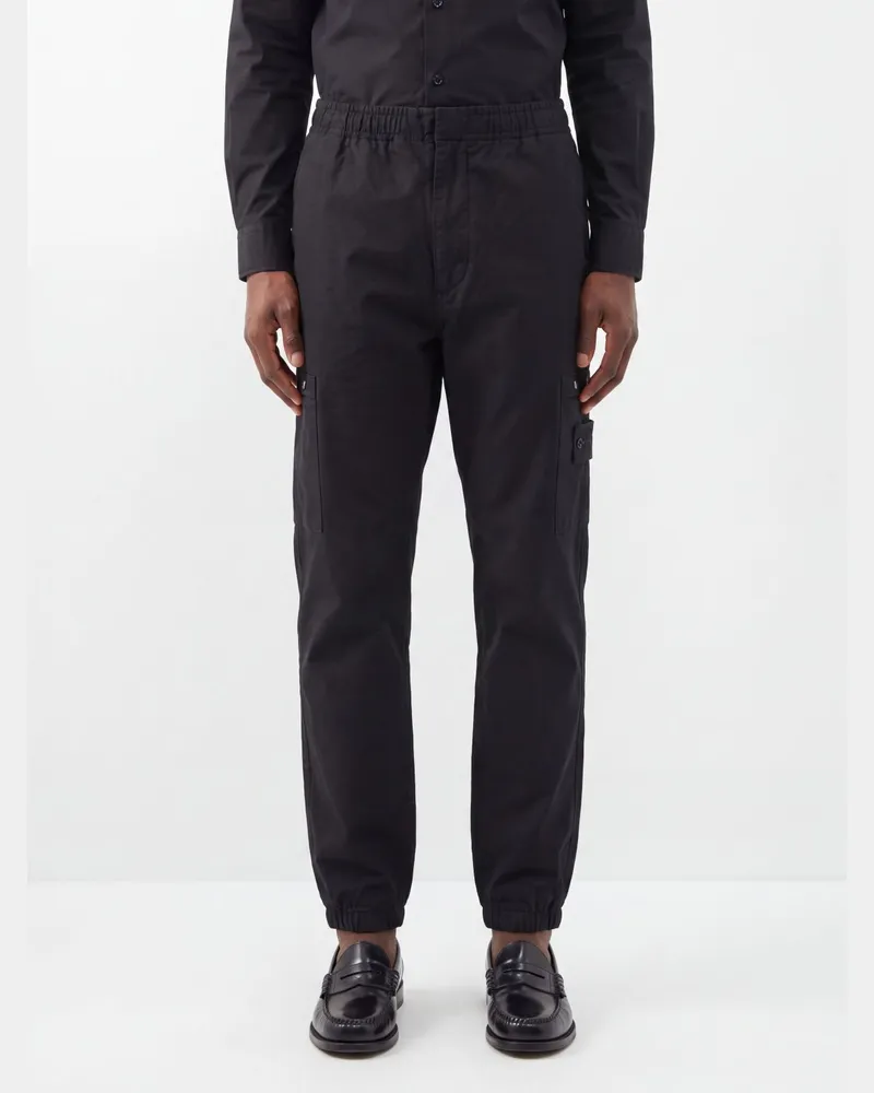 Stone Island Jogginghose aus Wollflanell mit Compass-Logo Blau