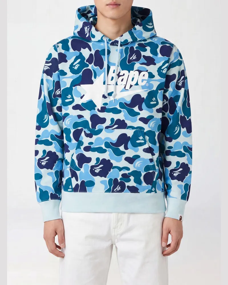 BAPE Kapuzenpullover aus Baumwolle mit Camouflage-Print und Slim Fit Blau