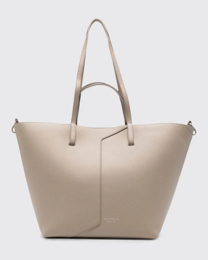 Emporio Armani Ausgestellte Schultertasche aus Leder mit herausnehmbarer Innentasche Grau