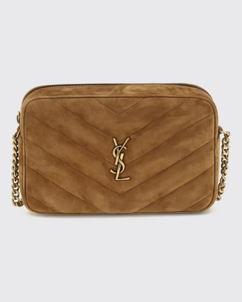 Saint Laurent LouLou Mini Kameratasche aus Matelassé-Leder mit YSL-Logo Camel